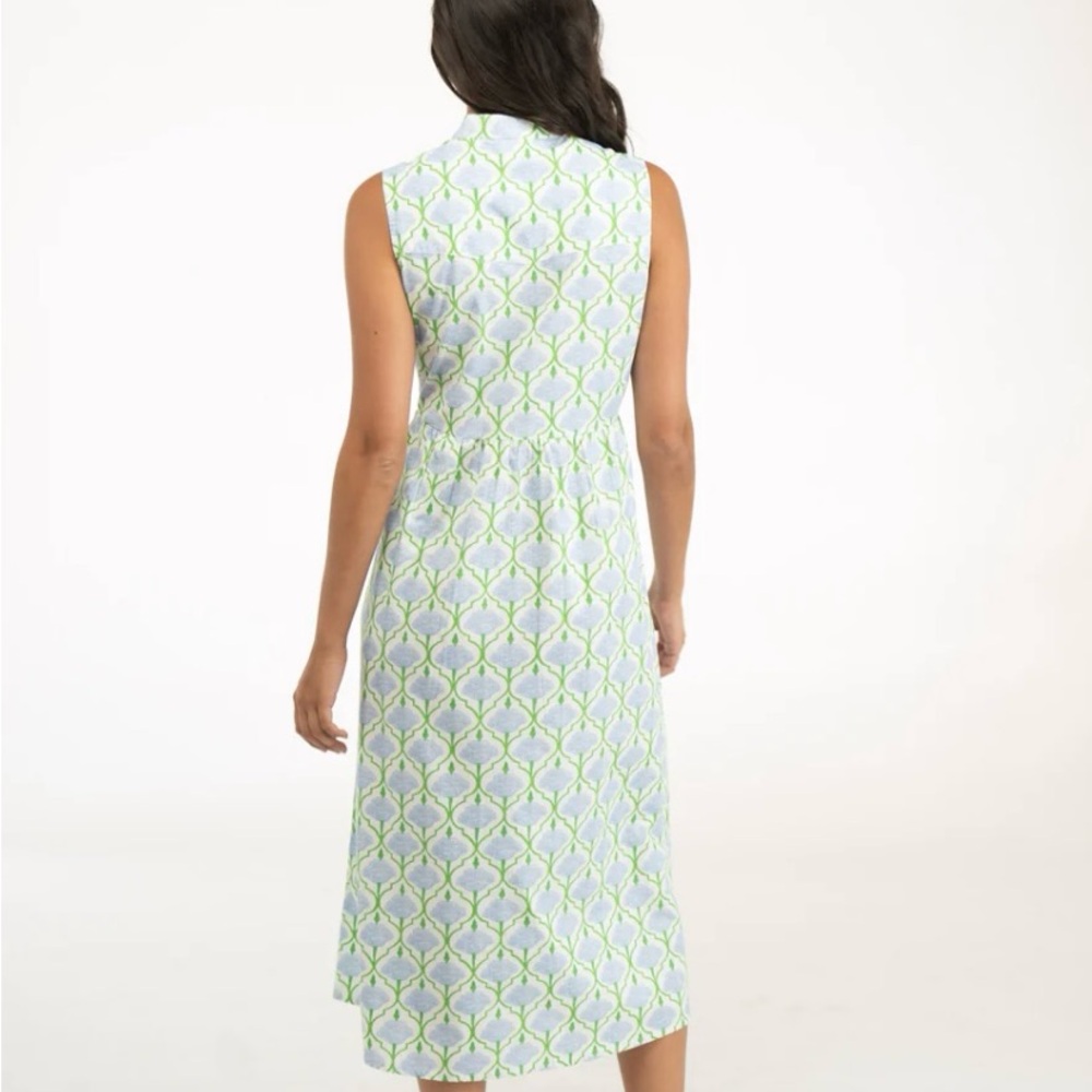 Green Patterned Button-Front Maxi Dress - image 5